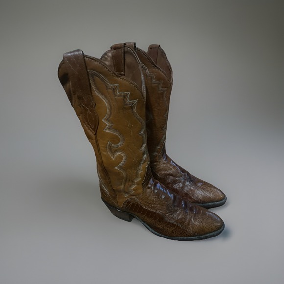 J. Chisholm Other - VNTG J Chisholm Men's Cowboy Boots Size 9.5 Ostrich Leg Brown Leather Western